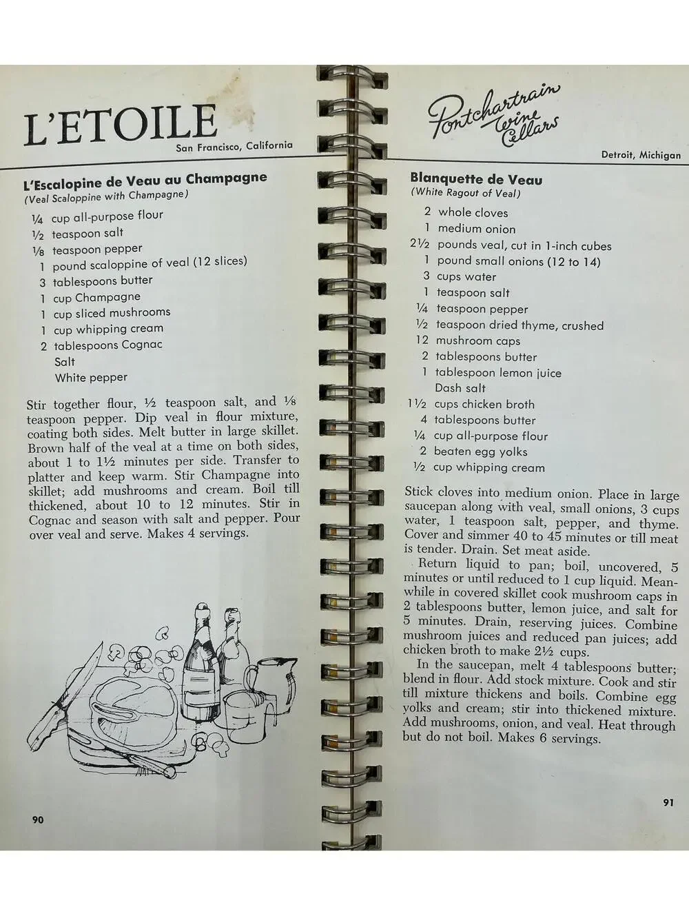 Vintage 1978 Cookbook: 100 Restaurant Recipes, Spiral Bound